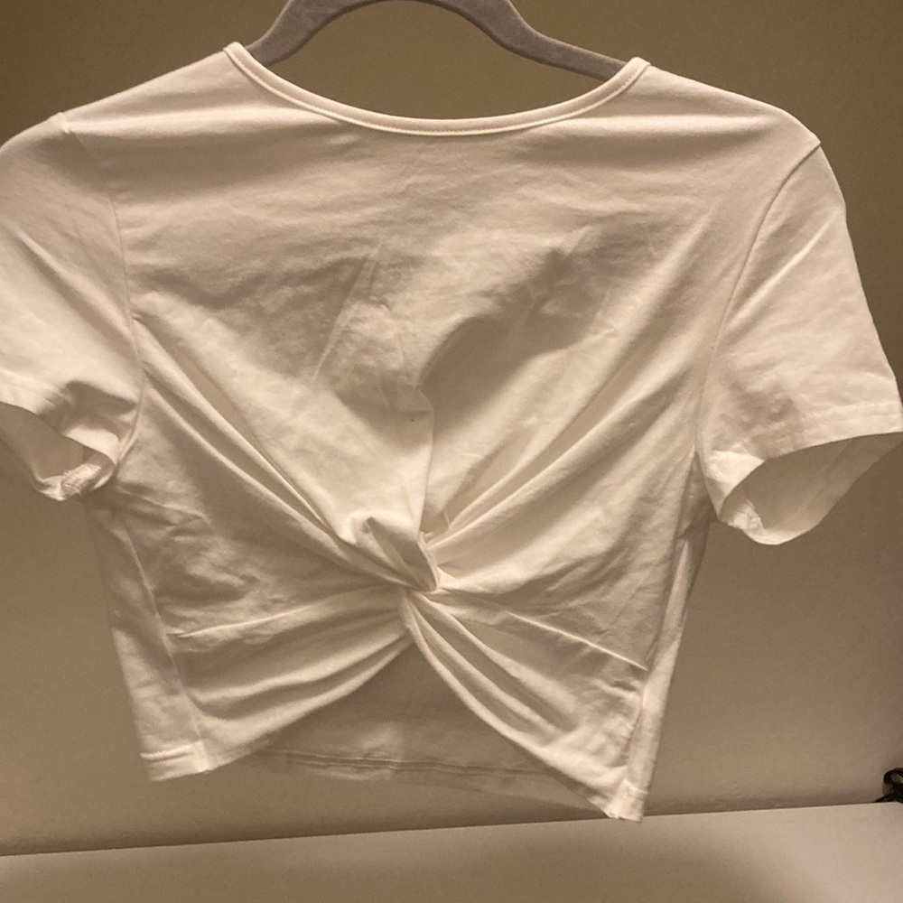 White twist front crop top
